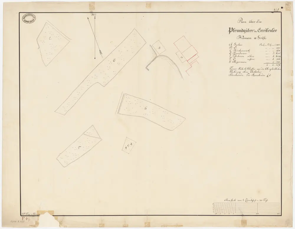Greifensee: Pfrundgüter beim Pfarrhaus sowie Kirchenwiesli, Burstwiese, Tobelwiese und Meyerwiese; Grundrisse (Nr. 1)