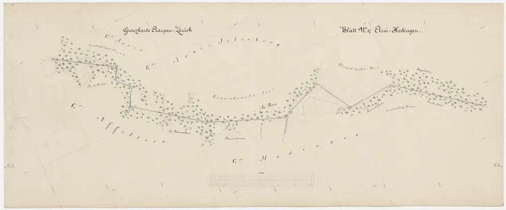 Grenze zwischen den Kantonen Zürich und Aargau von Arni AG bis Hedingen; Grundriss (Blatt 17)