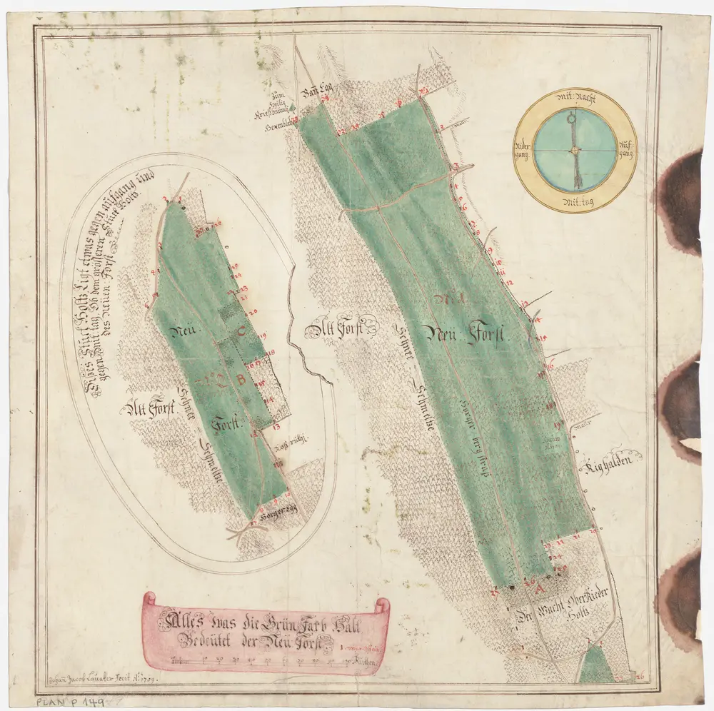 Oberrieden: Waldungen Neuforst und Altforst; Grundrisse