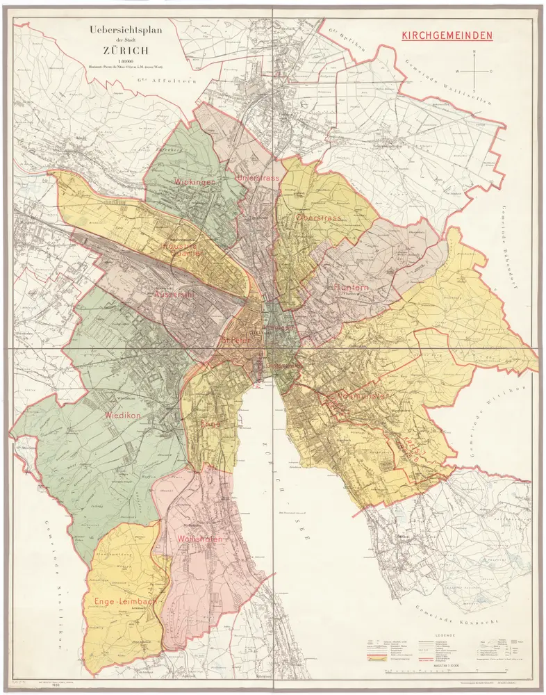 Reformierte Kirchgemeinden auf dem Gebiet der Stadt Zürich um 1932; Übersichtsplan