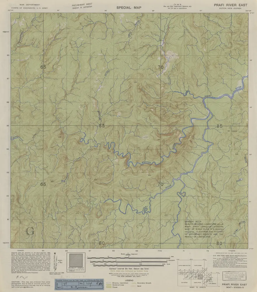 Prafi River East / prepared under the direction of the Chief Engineer by Base Map Plant U.S. Army, July 1944