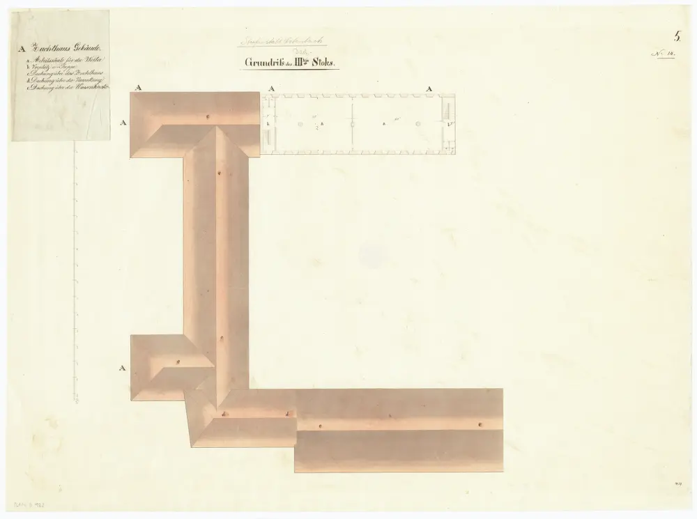 Kantonale Strafanstalt, projektierter Umbau des Klosters Oetenbach; Dachstock; Grundriss