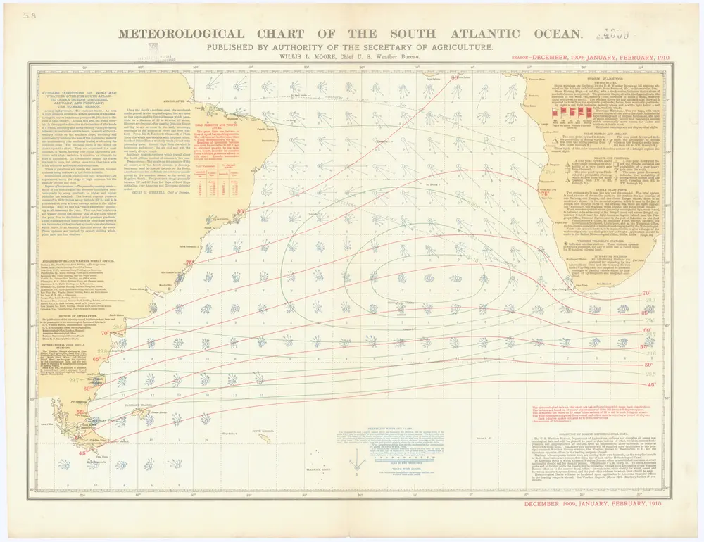 Meteorological chart of the South Atlantic Ocean