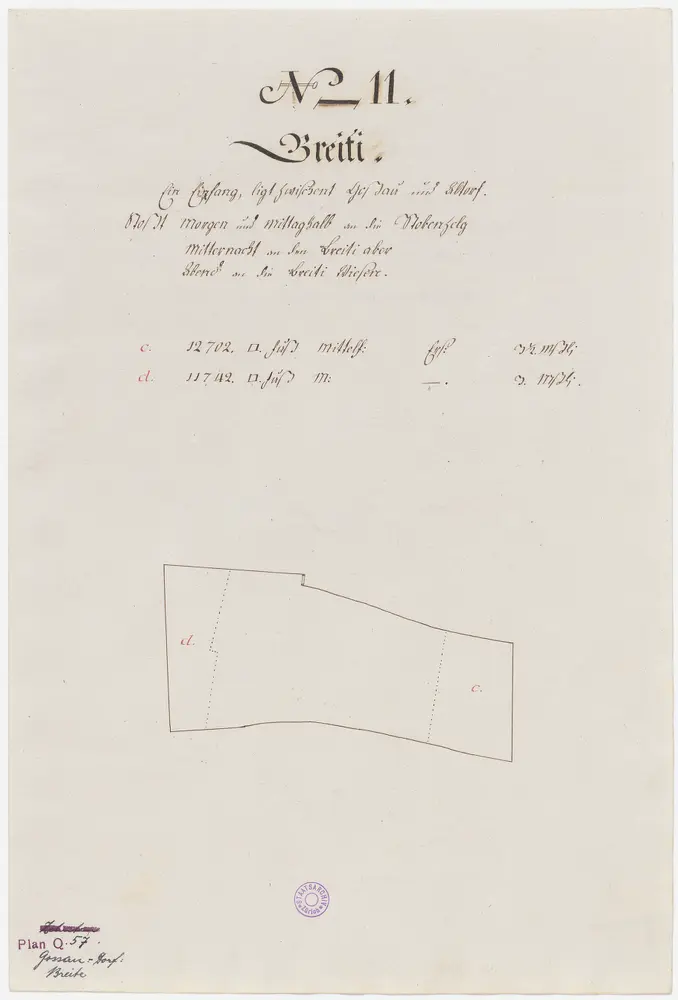 Nr. 11: Zehntengut Breite, zwischen Gossau und Mönchaltorf gelegen; Grundriss