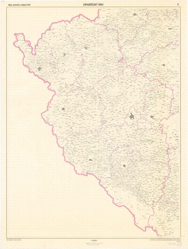 Mapa správního rozdělení ČSR: Západočeský kraj