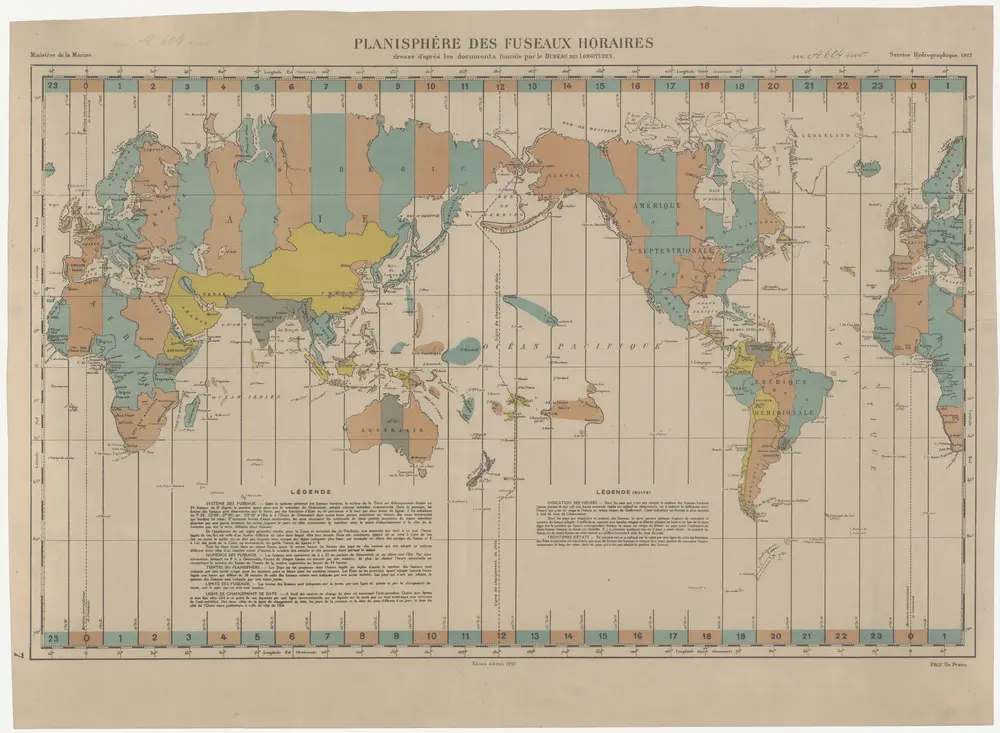 Planisphere des fuseaux horaires