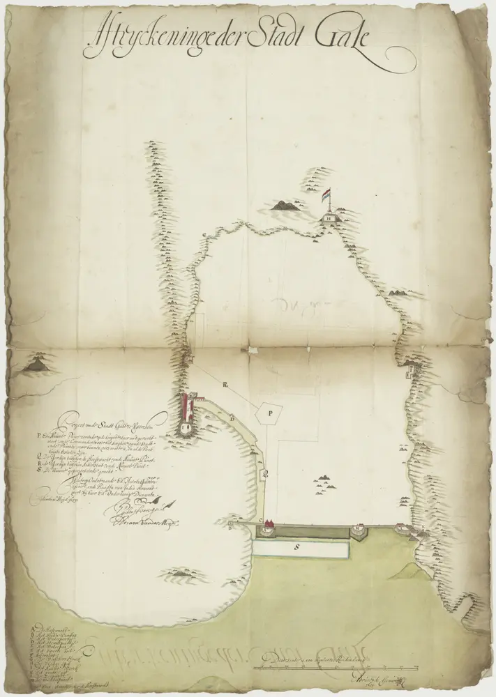 Plattegrond in vogelvlucht van de stad Gale