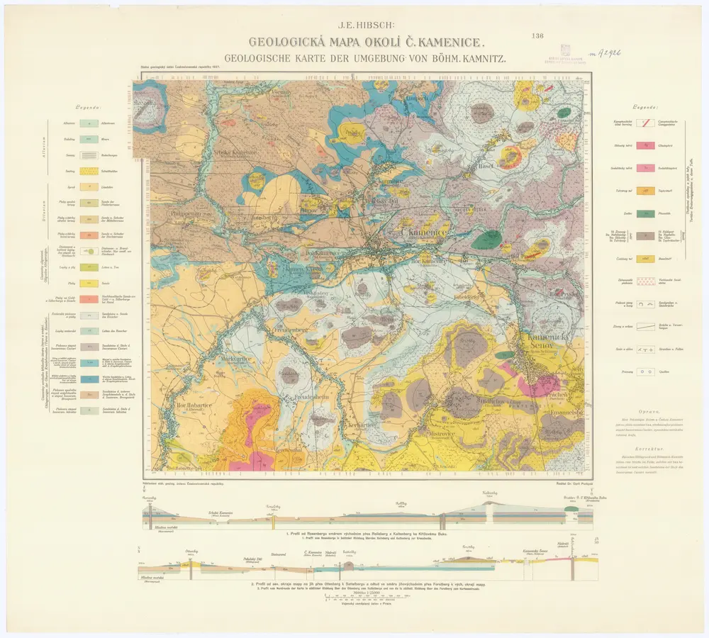 Geologická mapa okolí Č[eské] Kamenice