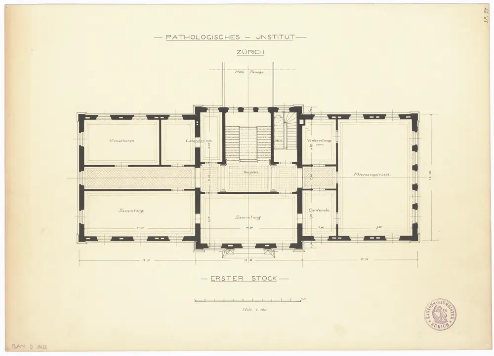 Pathologisches Institut: 1. Stock; Grundriss (Nr. 77)