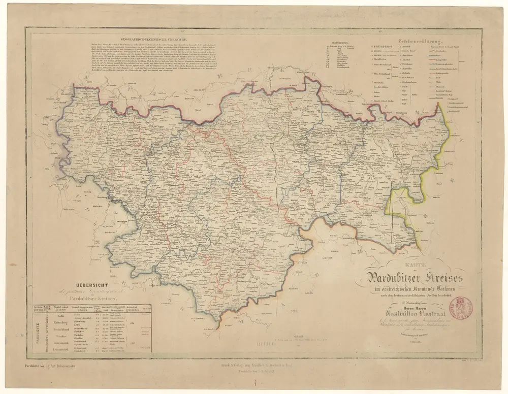 Karte des Pardubitzer Kreises im oestereichischen Kronlande Boehmen
