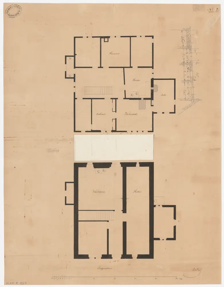 Wildberg: Pfarrhaus, Erdgeschoss und 1. Stock; Grundrisse (Nr. 5)