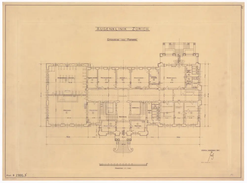 Augenklinik, Rämistrasse 73: Grundrisse: Erdgeschoss; Grundriss