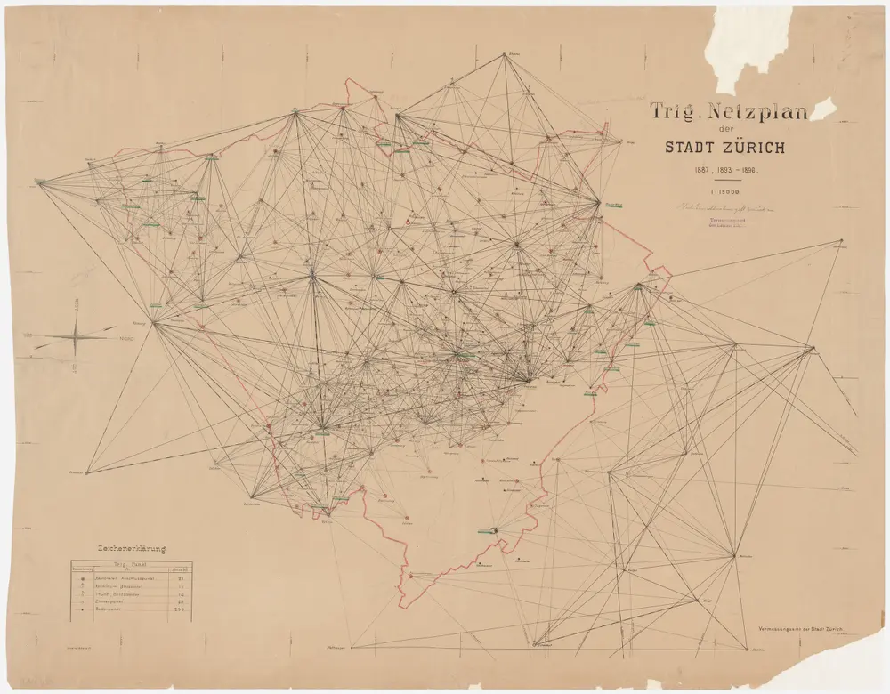 Zürich: Stadt; trigonometrisches Netz