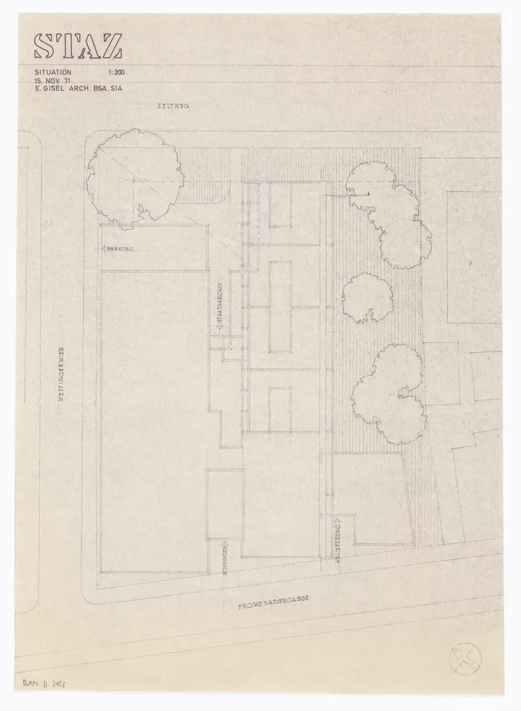 Staatsarchiv des Kantons Zürich, projektierter Neubau zwischen Zeltweg, Wettingerwies und Promenadengasse: Situationsplan