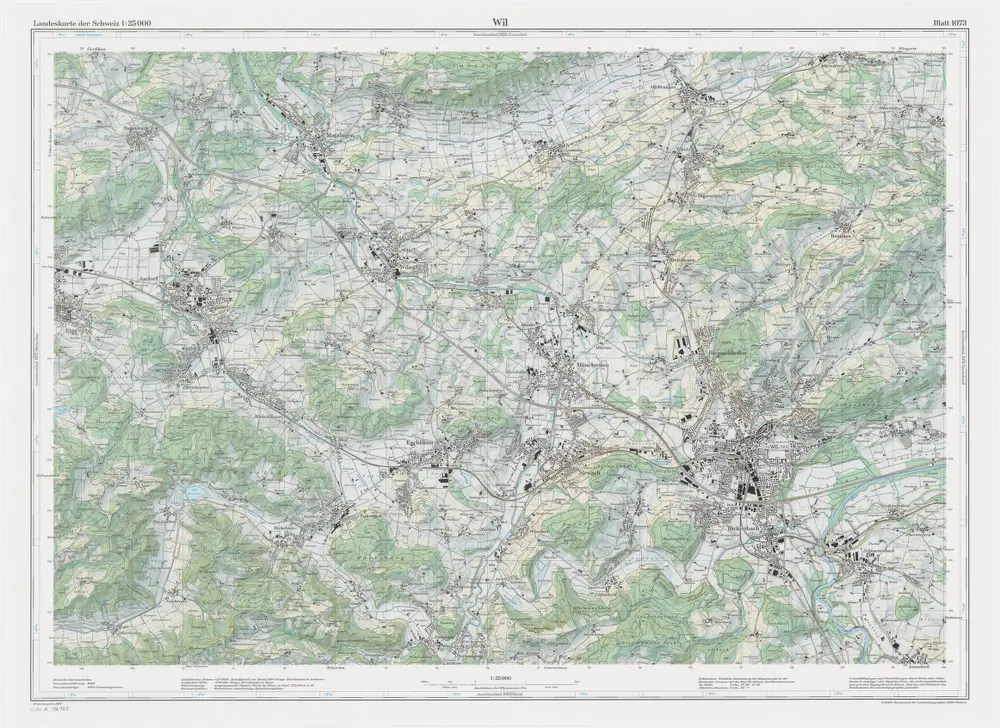 Landeskarte der Schweiz 1 : 25000: Den Kanton Zürich betreffende Blätter: Blatt 1073: Wil SG