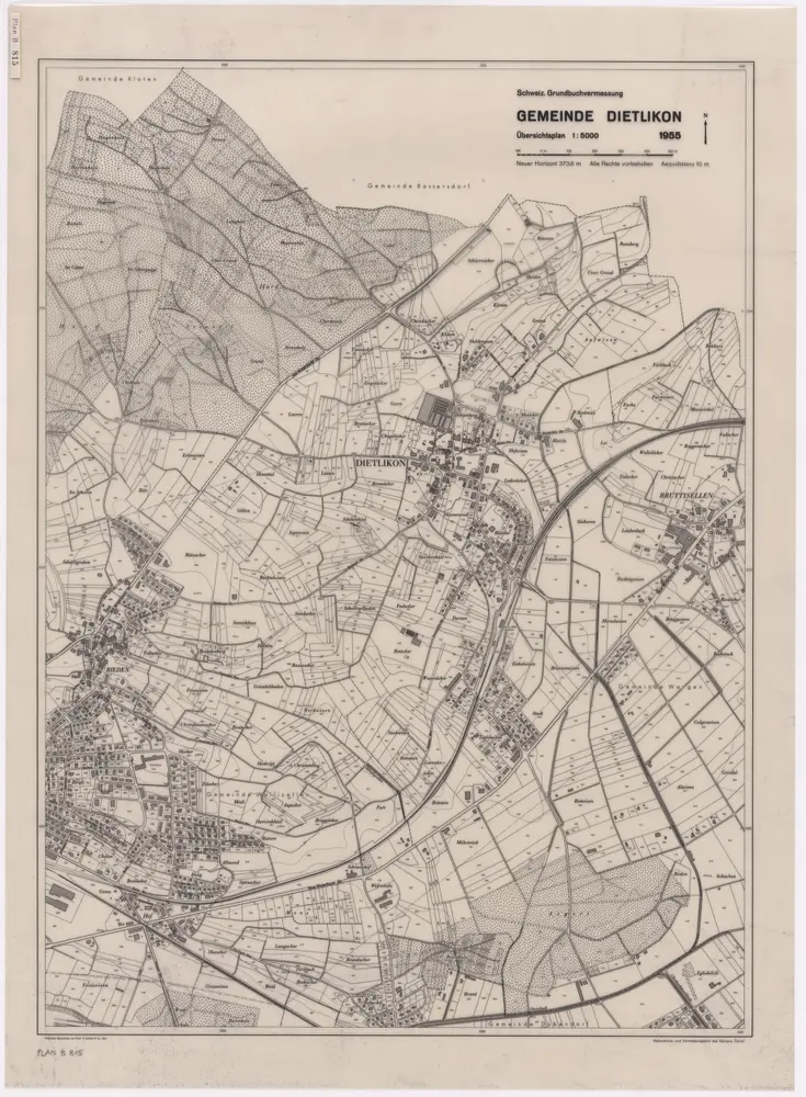 Dietlikon: Gemeinde; Übersichtsplan (Schweizerische Grundbuchvermessung)