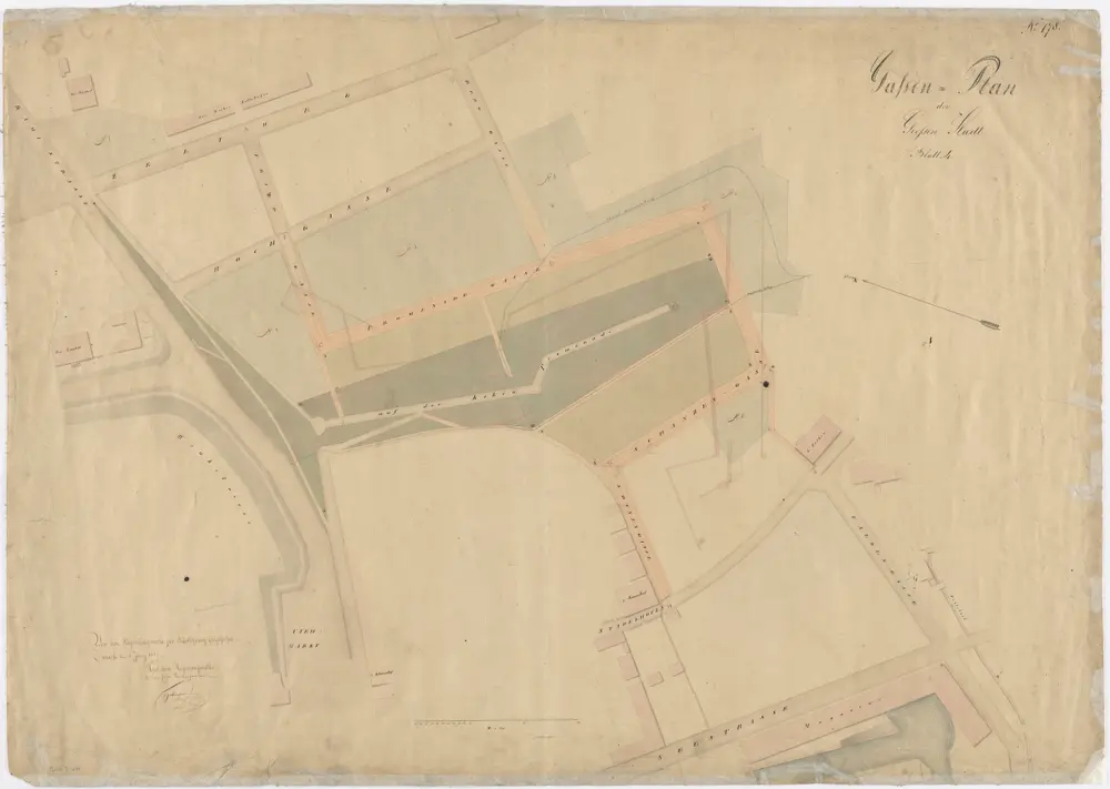 Zürich: Gassenplan und Profile der Grossen Stadt, Blatt 4 (Gegend Zeltweg bis Seestrasse bzw. Winkelwiese bis Schanzengasse)