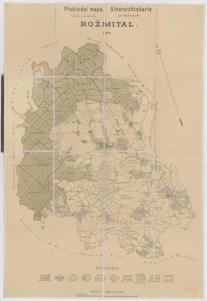 Přehlední [sic] mapa velkostatek Rožmital