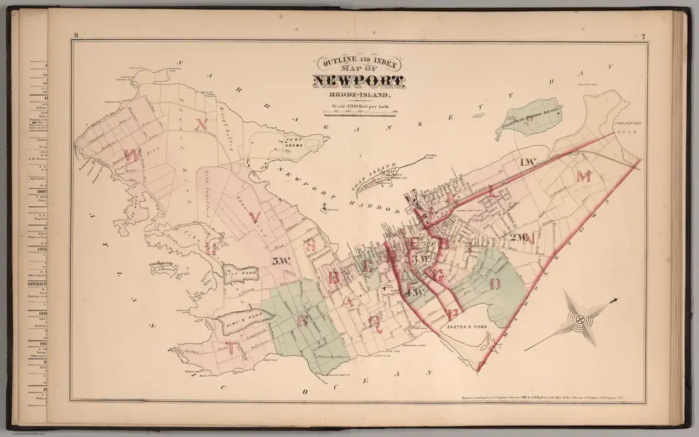 Outline and Index Map of Newport, Rhode Island.