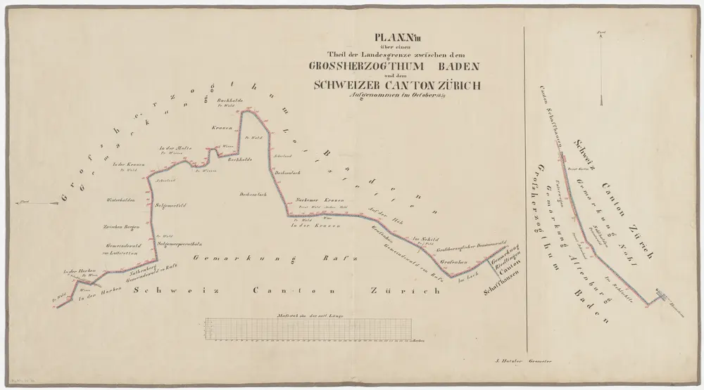 Grenze zwischen dem Kanton Zürich und dem Grossherzogtum Baden bei Rafz zwischen In den Horben und Im Loch sowie bei Nohl; Übersichtsplan (Nr. 3)