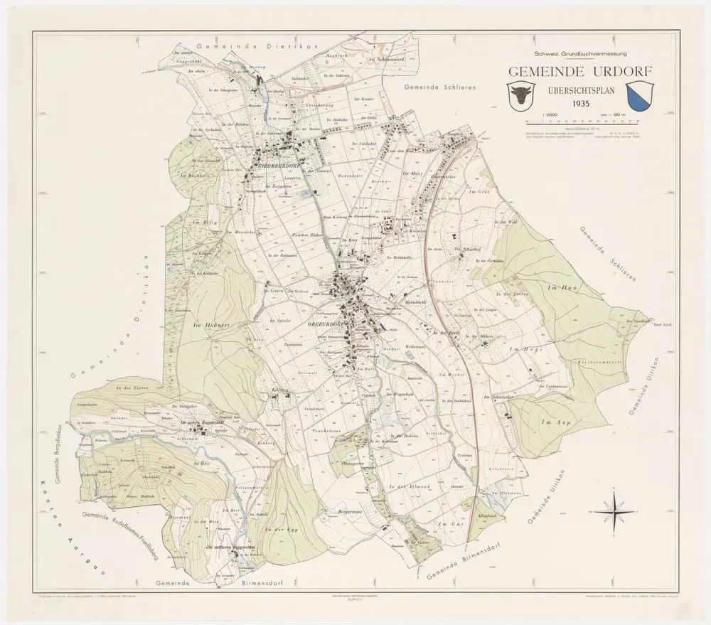 Urdorf: Gemeinde; Übersichtsplan (Schweizerische Grundbuchvermessung)