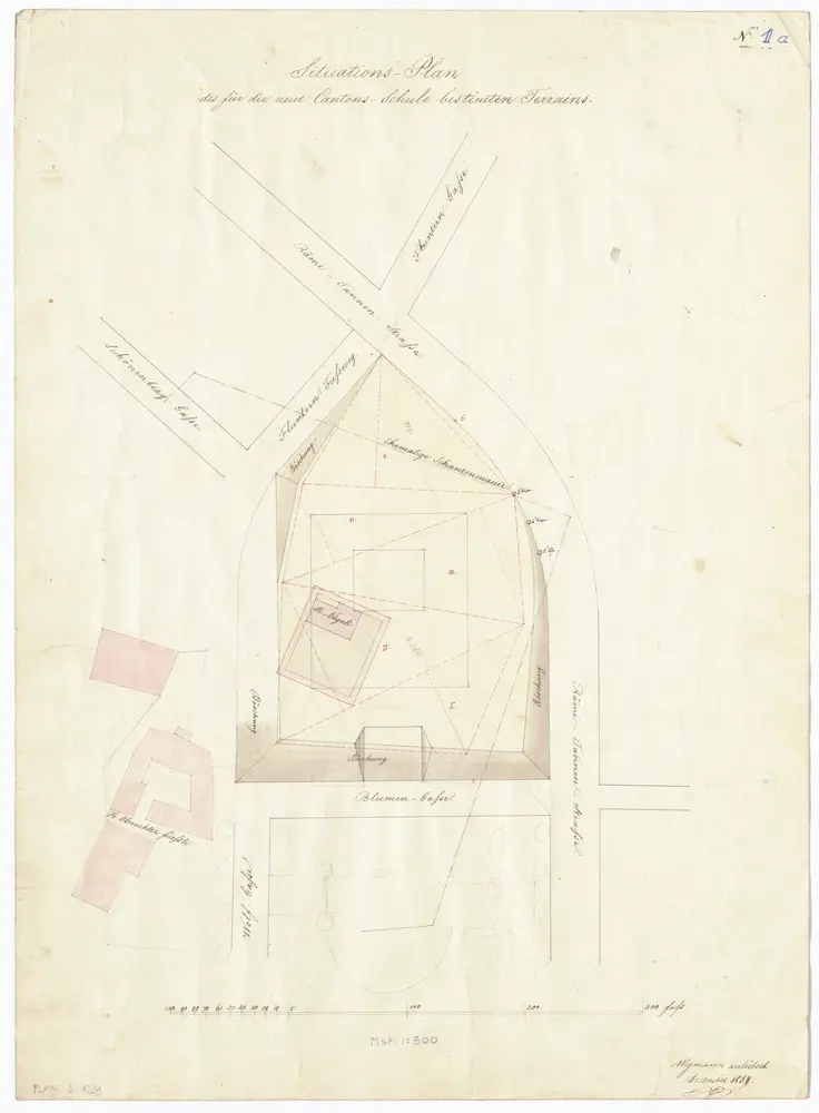 Projektierte Kantonsschule, Rämistrasse: Situationsplan (Nr. 1 a)