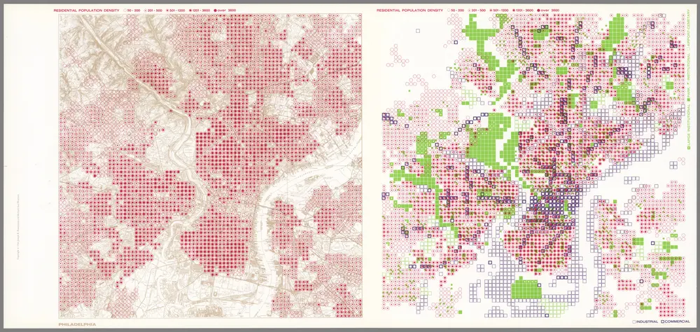 Philadelphia. Residential Population Density; Industrial, Commercial; Large Institutional, Park, Institutional, Airport, Cemetery.