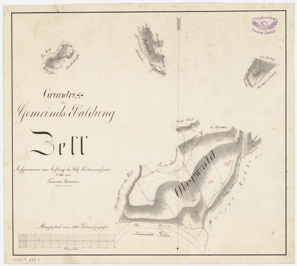 Zell: Gemeindewaldung: Oberwald, Seeholz, Bannholz (Bahholz), Steinbruch; Grundrisse