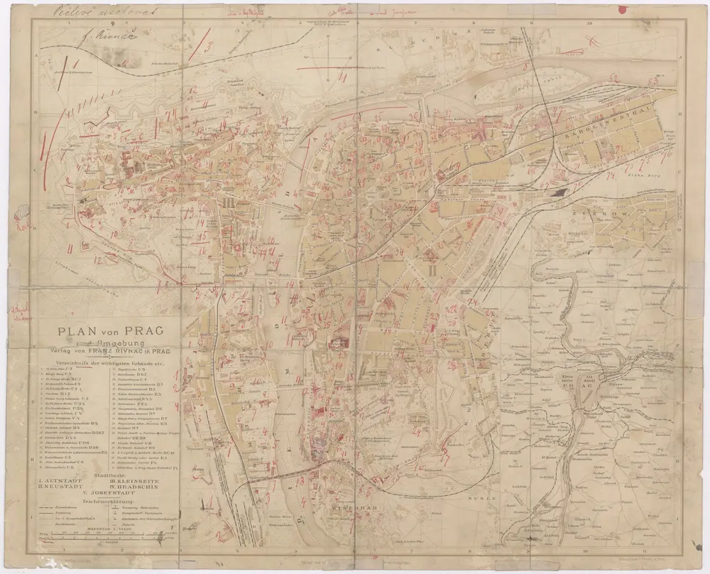 Plan von Prag und Umgebung