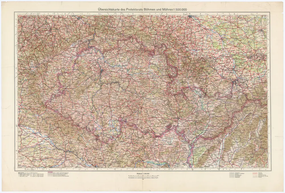 Übersichtskarte des Protektorats Böhmen und Mähren 1:500.000