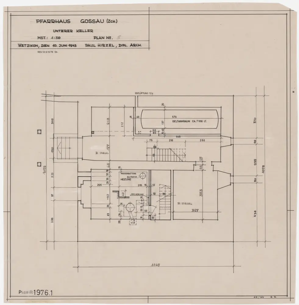 Gossau: Pfarrhaus: Unterer Keller; Grundriss (Nr. 5)