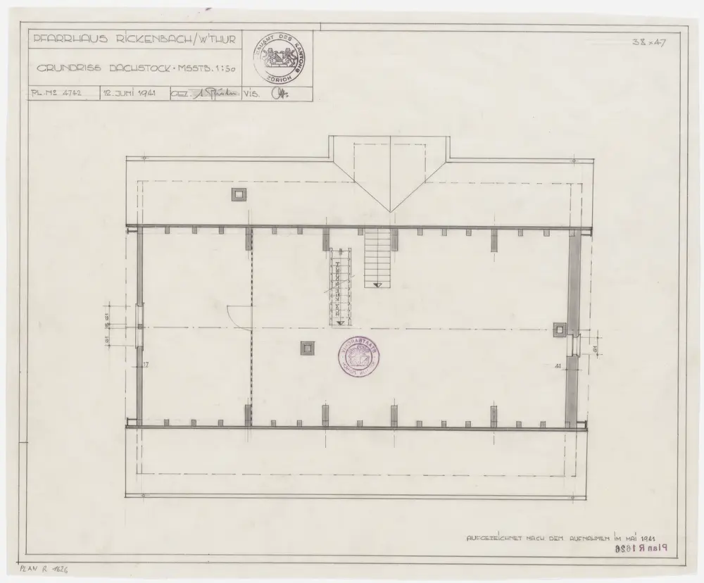 Rickenbach: Pfarrhaus, Dachgeschoss; Grundriss