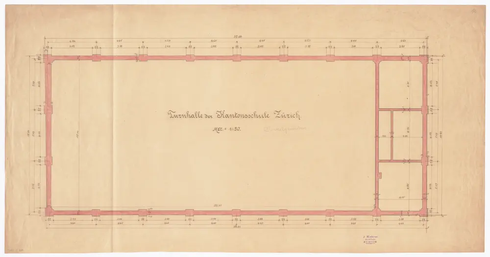 Kantonsschule, projektierte Turnhalle: Sockelgrundriss