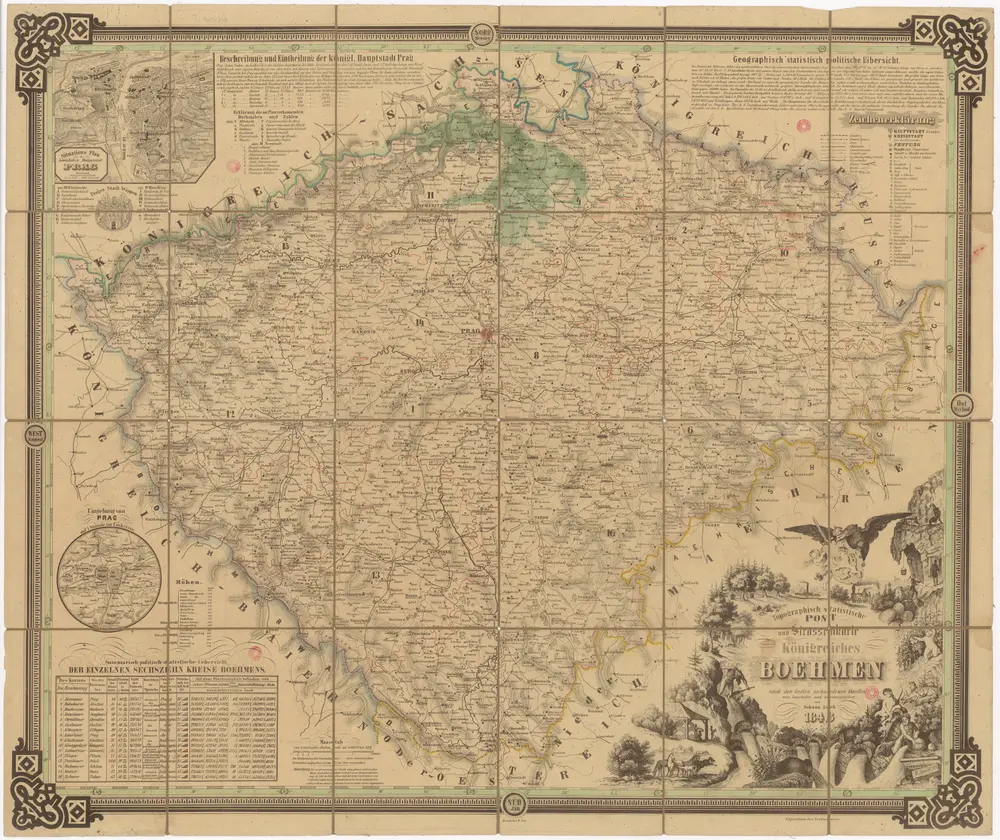 Topographisch-statistische Post und Strassenkarte des Königreiches Boehmen