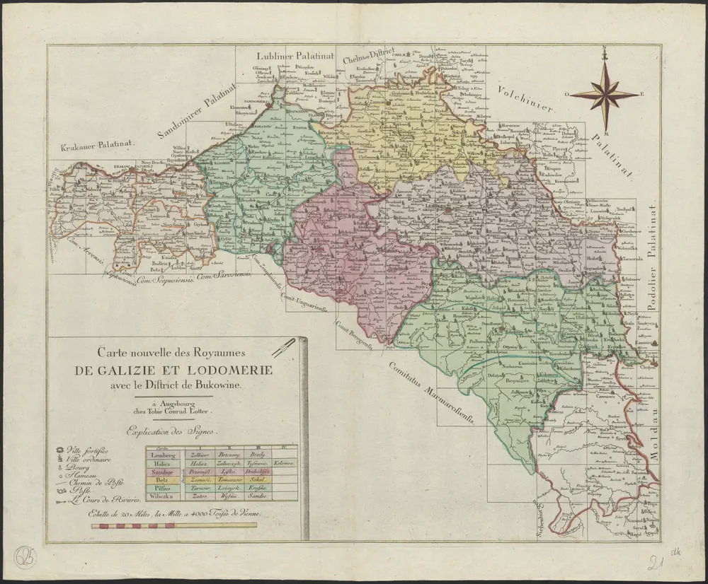 Carte nouvelle des royaumes de Galizie et Lodomerie avec le district de Bukowine