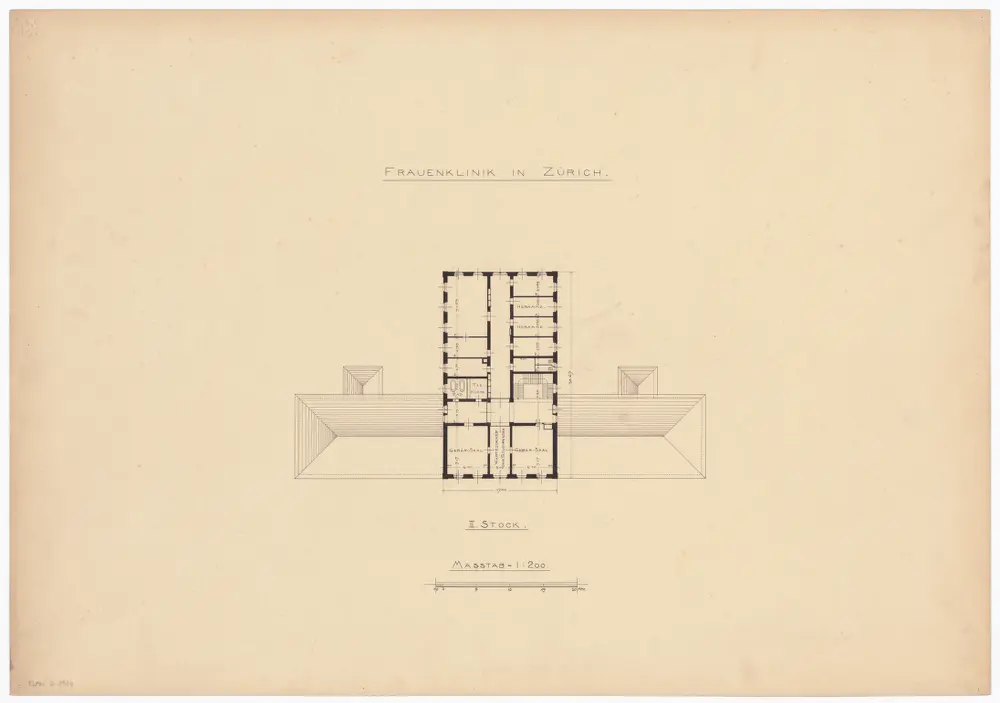 Kantonale Frauenklinik: 2. Stock; Grundriss