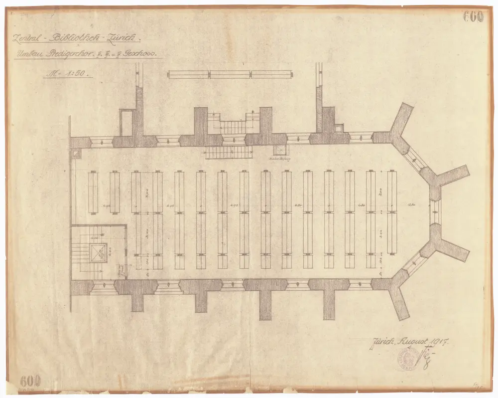 Staatsarchiv im Predigerchor: Umbau; 2. bis 4. Geschoss; Grundriss