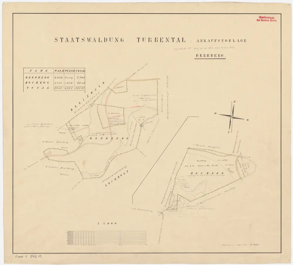 Turbenthal: Staats- und Privatwaldungen: Berberg (Beerberg) und Höchegg (Hochegg); Grundrisse