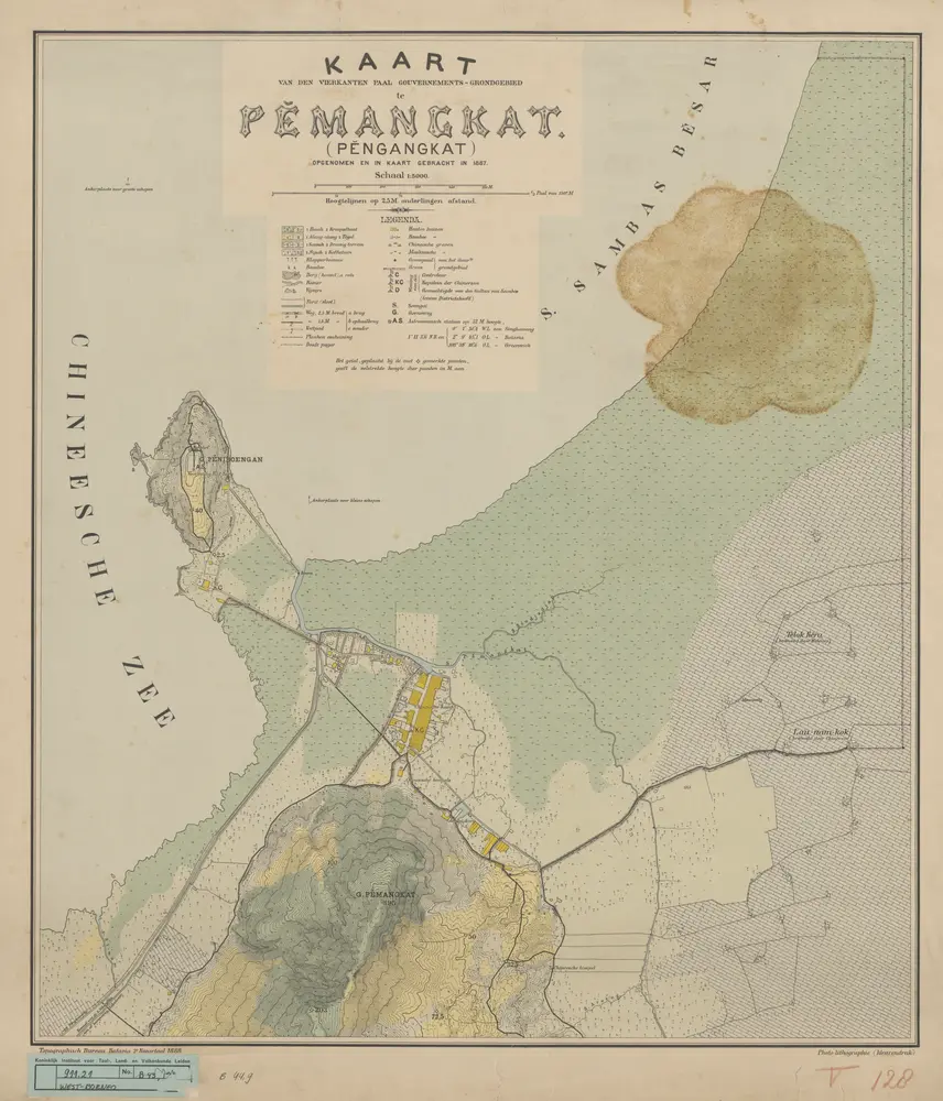 Kaart van den vierkanten paal gouvernements grondgebied te Pemangkat (Pengangkat) / Topographisch Bureau