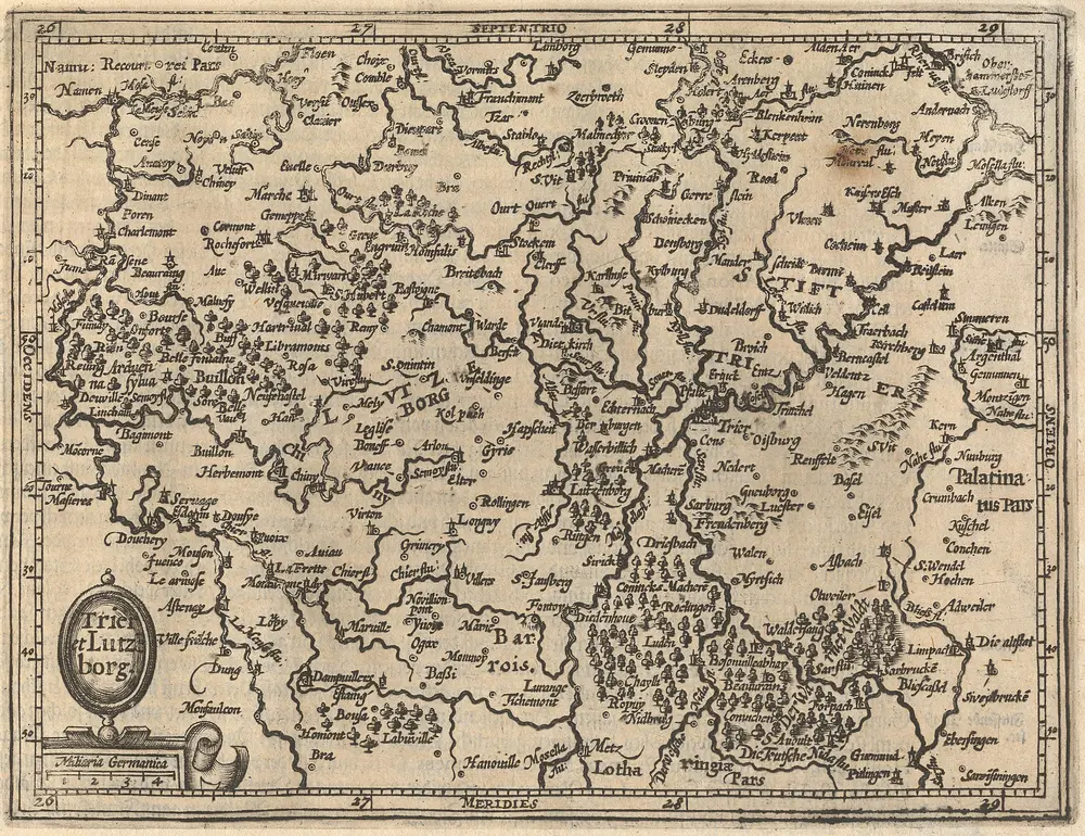 Trier et Lutzenborg. [Karte], in: Atlas Minor, S. 362.