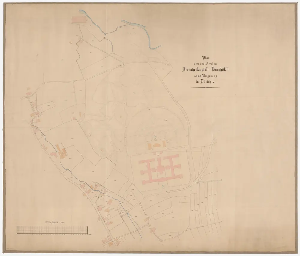 Irrenanstalt Burghölzli: Anstaltsareal mit Umgebung: Situationsplan