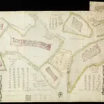 HZAN GA 100_Nr. 119_ : Hermersberg (Kr. Künzelsau); "Geometrischer Riß über die in der Hermersberger Wildfuhr liegenden ... Hölzer, welche teils Hohenlohe, teils der Gemeinde Niedernhall gehören" [Vermessungskarte];Kantor Rübel, Langenburg;50 Ruten = 18,2 cm;123 x 69 cm;Papier; Federzeichnung; Grenzen in Wasserfarben;Einteilung in Dreiecke; Darstellung der Berechnung; Verzeichnis der Distrikte mit Meßgehalt.