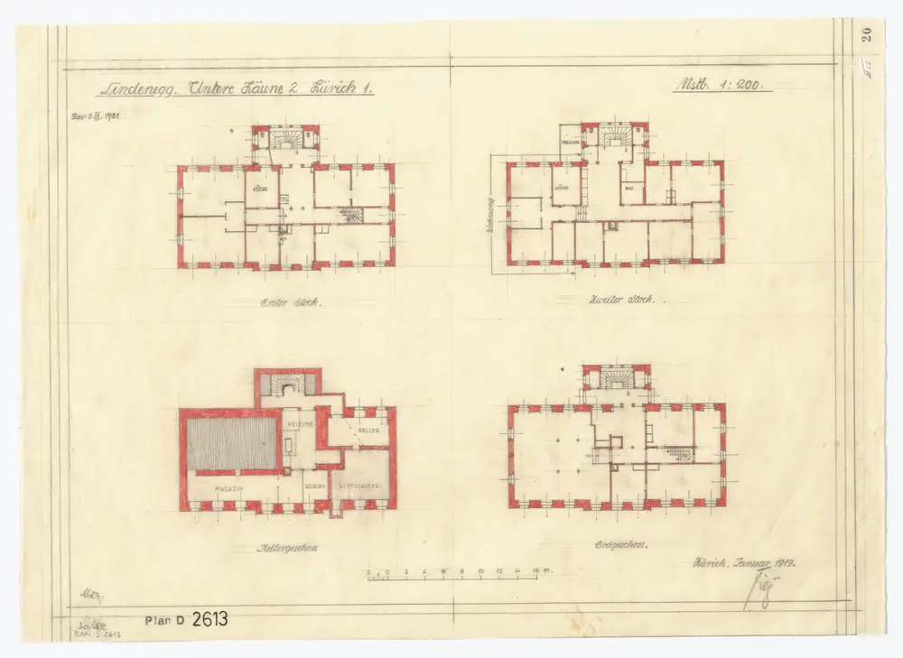 Haus Lindenegg, Untere Zäune 2: Grundrisse