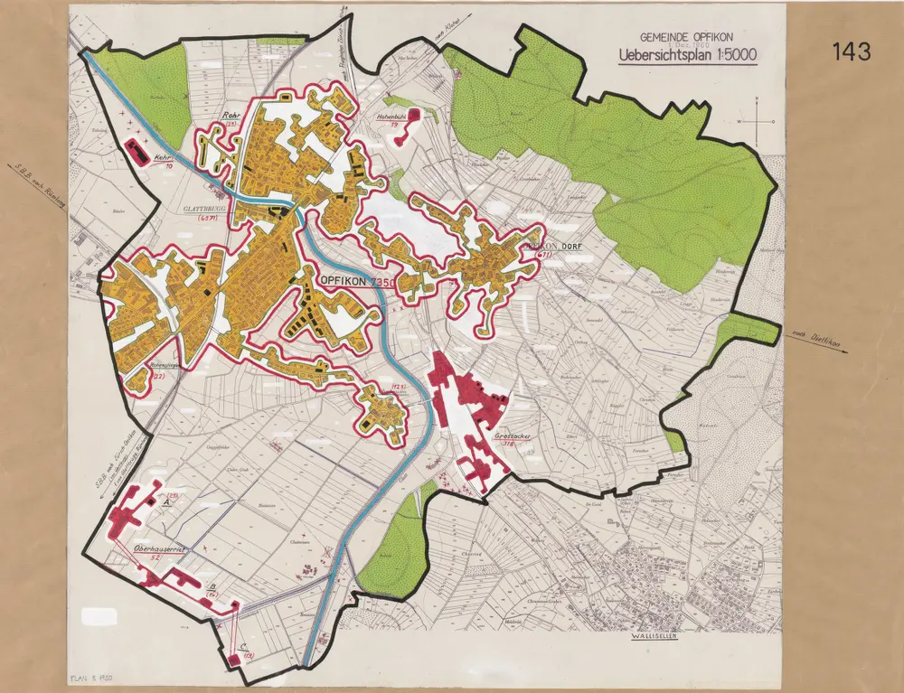 Opfikon: Definition der Siedlungen für die eidgenössische Volkszählung am 01.12.1960; Siedlungskarte Nr. 143
