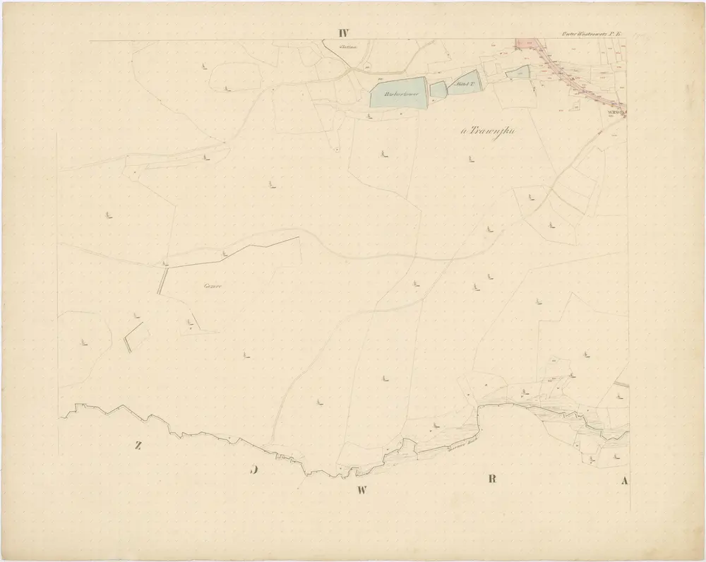 Soubor katastrálních map obcí ležících na území velkostatku orlického s přivtělenými statky, s vyznačením příslušné tratě státní dráhy (polohorysy tratí), list 27 list 27