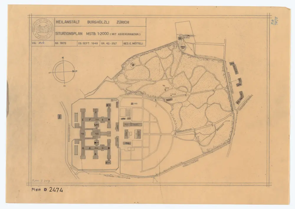 Heilanstalt Burghölzli: Situationsplan