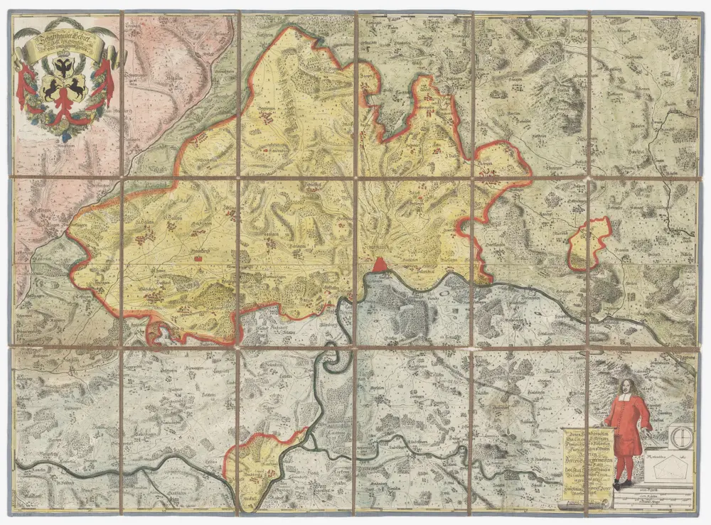 Karte des Kantons Schaffhausen mit Zürcher Weinland, Teilen von Baden und des Kantons Thurgau