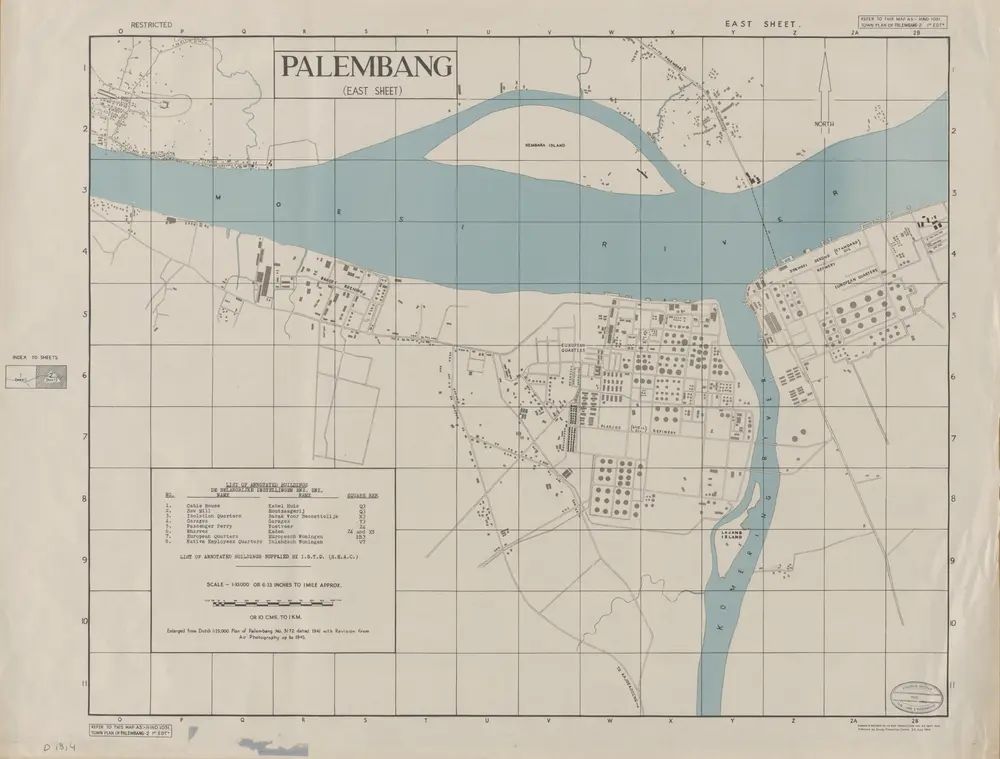 Palembang : east sheet / drawn, revised en reproduced by 110 Map Production Co[mpan]y R.E.