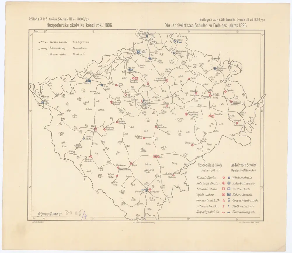 Hospodářské školy ku konci roku 1896