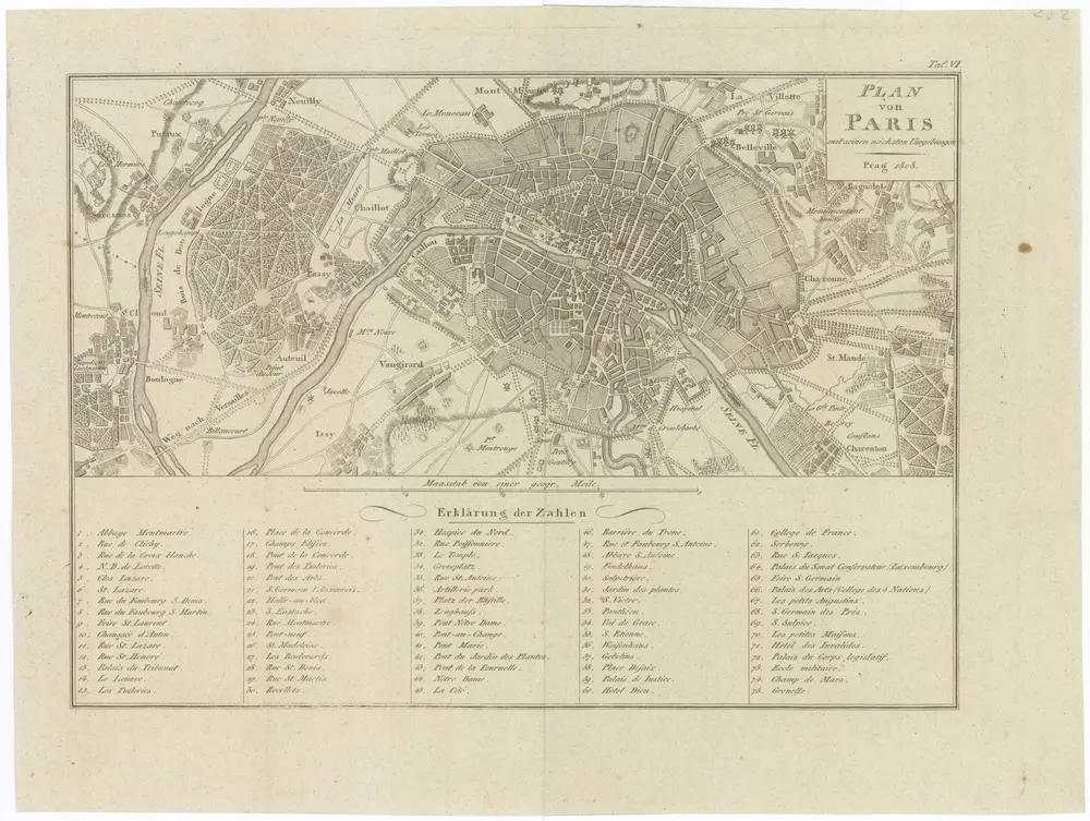 PLAN VON PARIS mit seinen nächsten Umgebungen